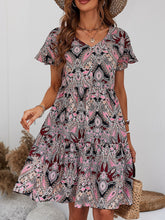 Load image into Gallery viewer, Printed V-Neck Tiered Dress
