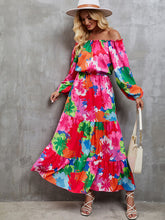 Load image into Gallery viewer, Printed Off-Shoulder Balloon Sleeve Tiered Dress
