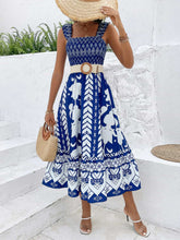 Load image into Gallery viewer, Printed Square Neck Sleeveless Midi Dress
