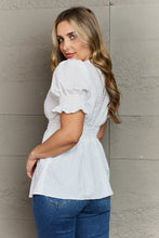 Load image into Gallery viewer, Culture Code Sweet Serenity  Full Size V-Neck Puff Sleeve Button Down Top
