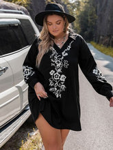 Load image into Gallery viewer, Plus Size Embroidered Long Sleeve Mini Dress
