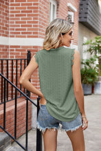 Load image into Gallery viewer, Eyelet Lace Trim Eyelash V-Neck Tank
