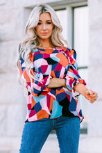 Load image into Gallery viewer, Geometric Flounce Sleeve Blouse
