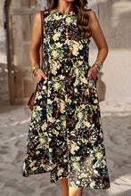 Load image into Gallery viewer, Printed Sleeveless Midi Dress with Pocket
