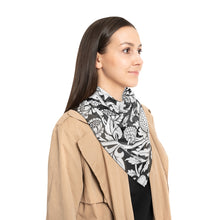 Load image into Gallery viewer, Black and White Floral Poly Scarf
