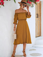 Load image into Gallery viewer, Frilled Off-Shoulder Flounce Sleeve Dress
