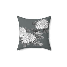 Load image into Gallery viewer, Gray Floral Spun Polyester Square Pillow
