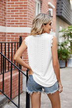 Load image into Gallery viewer, Eyelet Lace Trim Eyelash V-Neck Tank
