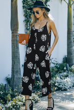 Load image into Gallery viewer, Botanical Print Spaghetti Strap Cropped Jumpsuit
