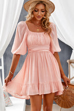 Load image into Gallery viewer, Tie-Back Ruffled Hem Square Neck Mini Dress
