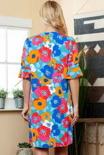 Load image into Gallery viewer, Floral Notched Neck Half Sleeve Dress
