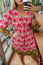 Load image into Gallery viewer, Printed V-Neck Three-Quarter Sleeve Dress
