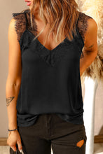 Load image into Gallery viewer, Eyelash Trim Spliced Lace Tank
