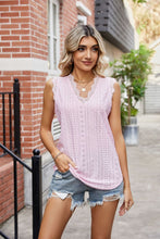 Load image into Gallery viewer, Eyelet Lace Trim Eyelash V-Neck Tank
