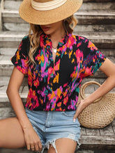 Load image into Gallery viewer, Printed Notched Neck Short Sleeve Blouse
