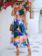 Load image into Gallery viewer, Printed Cutout One-Shoulder Sleeveless Dress
