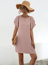 Load image into Gallery viewer, Round Neck Flutter Sleeve Mini Dress
