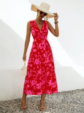 Load image into Gallery viewer, Tied Printed Surplice Tiered Dress
