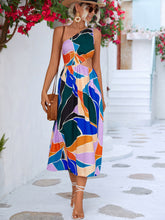 Load image into Gallery viewer, Printed Cutout One-Shoulder Sleeveless Dress
