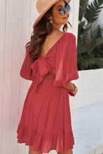 Load image into Gallery viewer, Tie-Back Ruffled Hem Square Neck Mini Dress
