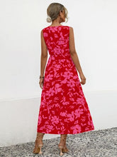 Load image into Gallery viewer, Tied Printed Surplice Tiered Dress
