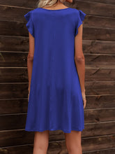 Load image into Gallery viewer, Round Neck Flutter Sleeve Dress with Pockets
