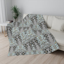 Load image into Gallery viewer, Floral Chandelier Sherpa Blanket in Grey and Teal
