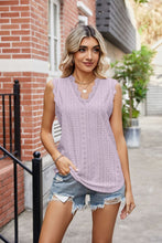 Load image into Gallery viewer, Eyelet Lace Trim Eyelash V-Neck Tank
