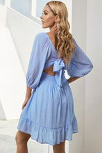 Load image into Gallery viewer, Tie-Back Ruffled Hem Square Neck Mini Dress
