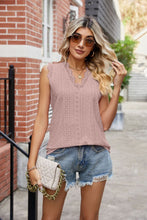 Load image into Gallery viewer, Eyelet Lace Trim Eyelash V-Neck Tank
