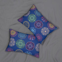 Load image into Gallery viewer, Colorful Arabesque Patterned Lumbar Pillow in Dark Blue
