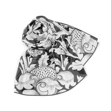 Load image into Gallery viewer, Black and White Floral Poly Scarf
