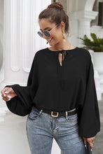 Load image into Gallery viewer, Tie Neck Balloon Sleeve Blouse
