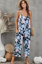 Load image into Gallery viewer, Botanical Print Spaghetti Strap Cropped Jumpsuit
