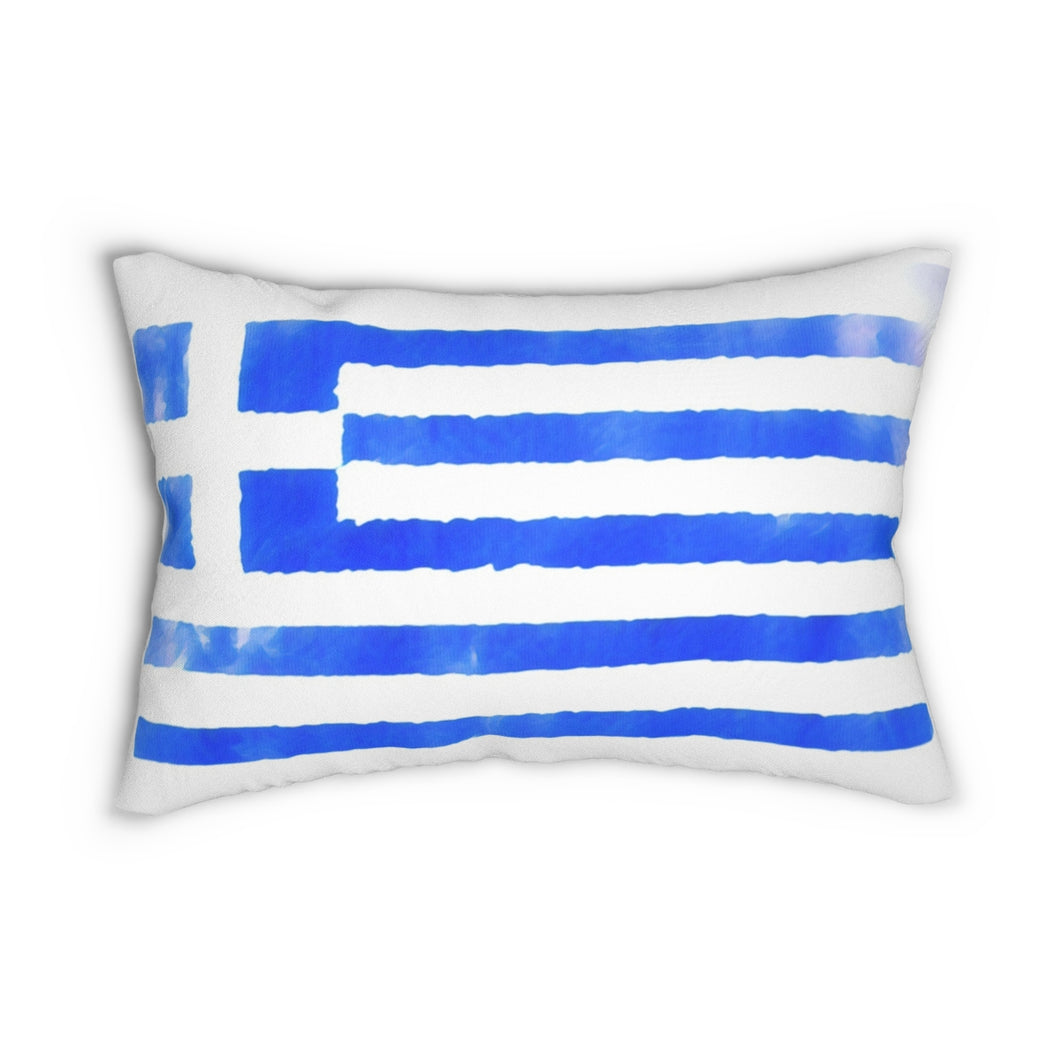 Greek Flag Lumbar Pillow