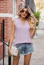 Load image into Gallery viewer, Eyelet Lace Trim Eyelash V-Neck Tank
