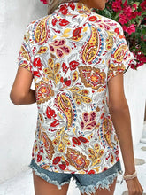 Load image into Gallery viewer, Printed Notched Neck Short Sleeve Blouse
