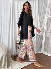 Load image into Gallery viewer, Cami, Robe, and Printed Pants Pajama Set
