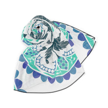 Load image into Gallery viewer, Shades of Blue on White Poly Scarf
