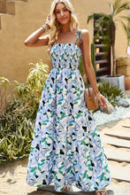 Load image into Gallery viewer, Printed Tie-Shoulder Smocked Maxi Dress
