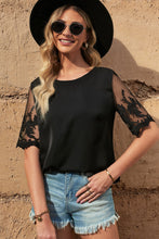 Load image into Gallery viewer, Black Half Sleeve Round Neck Blouse
