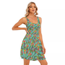 Load image into Gallery viewer, Tropical Flowers and Yellow Birds Women&#39;s Tank Dress
