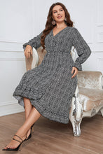 Load image into Gallery viewer, Plus Size Printed V-Neck Flounce Sleeve Midi Dress
