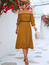 Load image into Gallery viewer, Frilled Off-Shoulder Flounce Sleeve Dress
