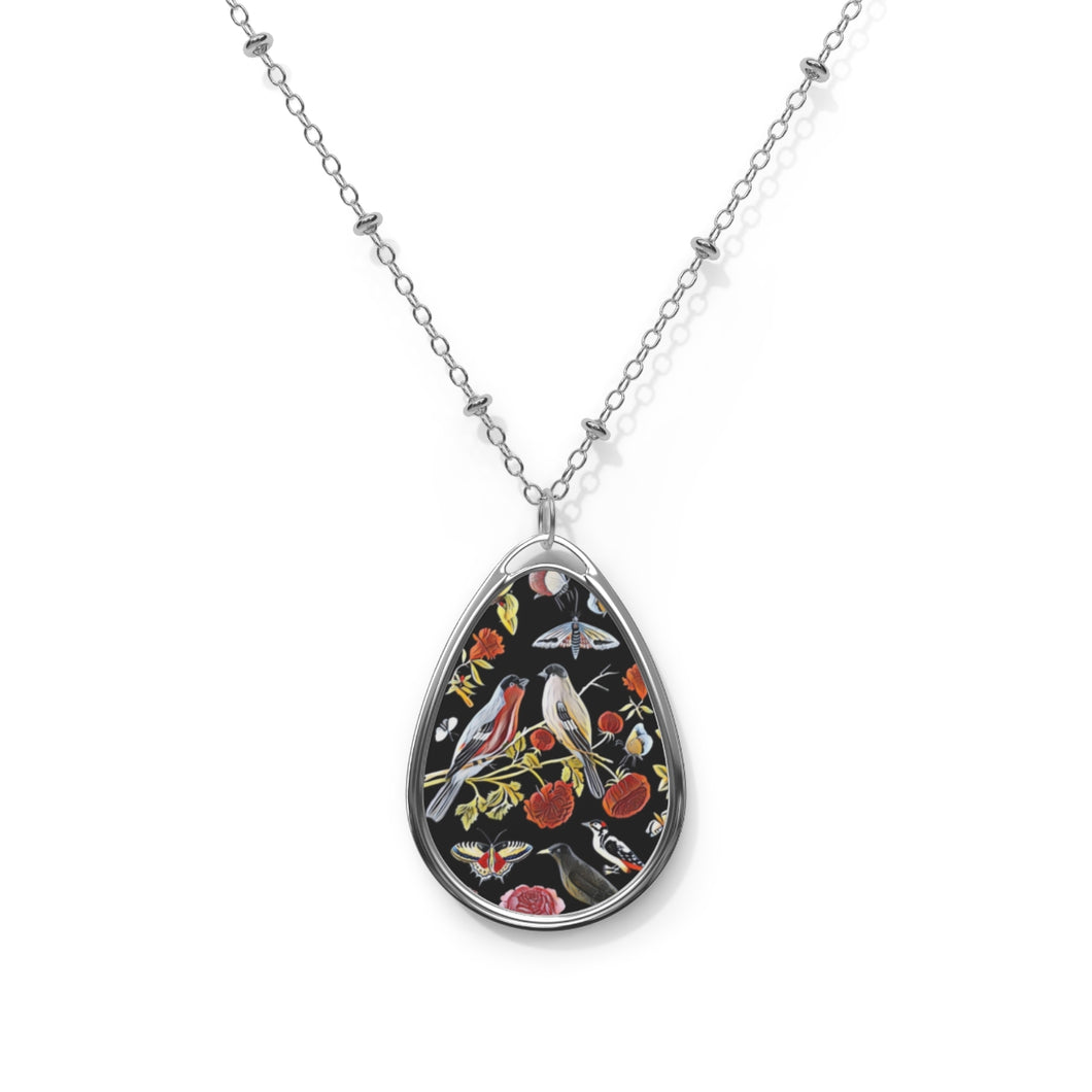 Updated 18th Century Birds and Plants Oval Necklace