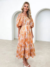 Load image into Gallery viewer, Printed Smocked Off-Shoulder Tiered Dress
