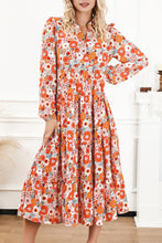 Load image into Gallery viewer, Floral Notched Neck Long Sleeve Dress
