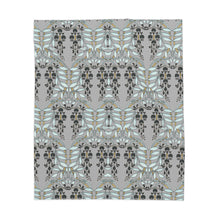 Load image into Gallery viewer, Floral Chandelier Sherpa Blanket in Grey and Teal
