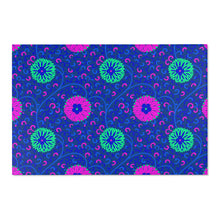 Load image into Gallery viewer, Aqua and Pink Flowers On Royal Blue Area Rugs
