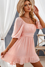 Load image into Gallery viewer, Tie-Back Ruffled Hem Square Neck Mini Dress
